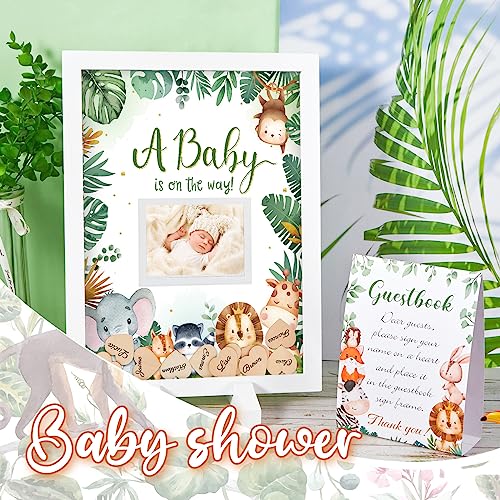 Taiyin 65 Pcs Baby Shower Guest Book Alternative Baby Shower Favors Baby Shower Sign In Guest Book 60 Pcs Wood Heart Baby Shower Decors Picture Frame For Birthday(Woodland) #TOP3