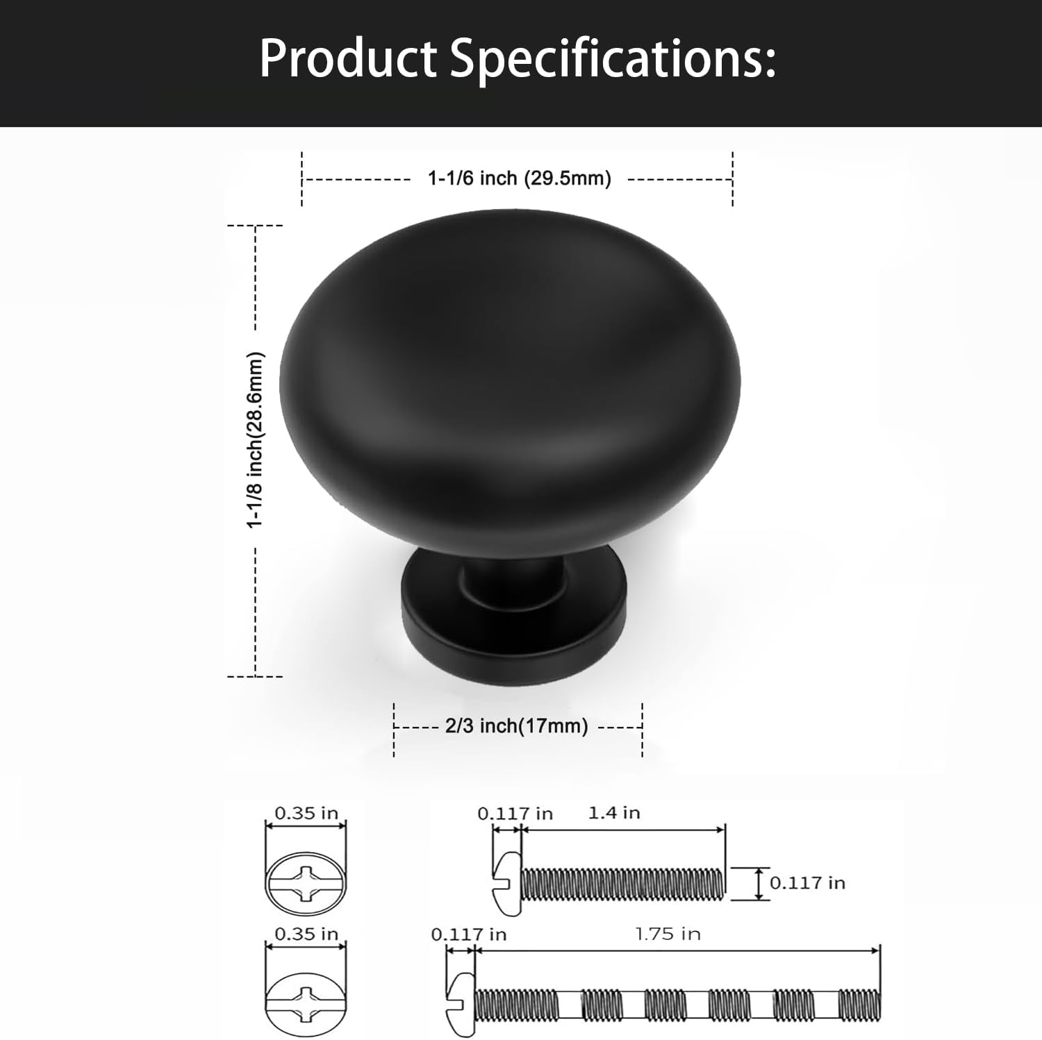 Coraltree 10 Pack Kitchen Cabinet Knobs and Pulls - Matte Black Zinc Drawer Handles, Rust-Resistant Kitchen Bathroom Hardware with Screws for Dresser Vanity Cupboards