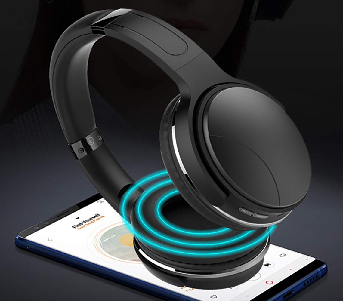 Music Wireless zestaw słuchawkowy Bluetooth, składany zestaw słuchawkowy USB / 3,5 mm wpuszczany zestaw słuchawkowy PC Mobile Call Center Online gniazdo kart TV (czarne ulepszenie)