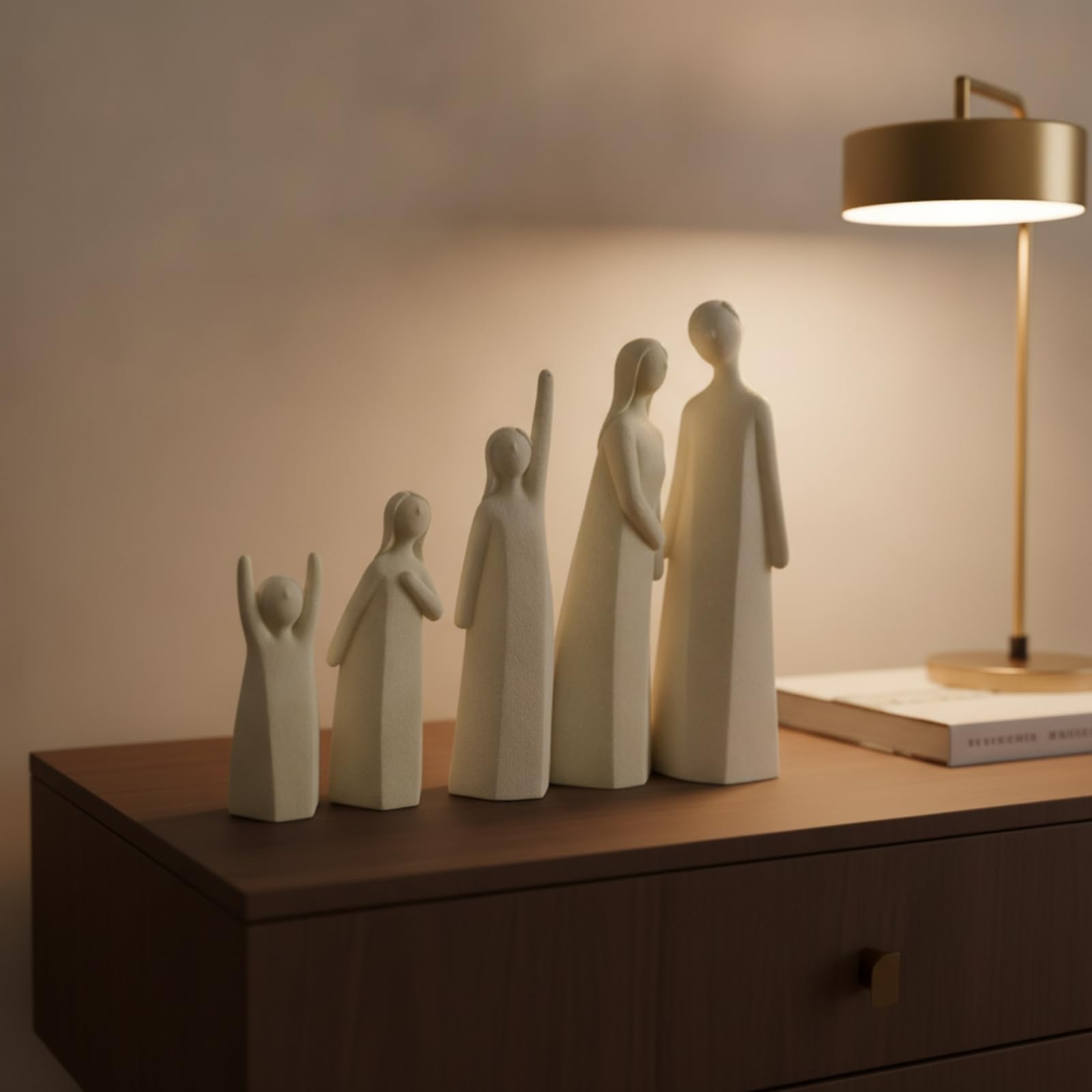 Scultura Concettuale Statua | Effetto Pietra, Minimalista, Scultura con Cinque Figure, per Libreria, Scrivania