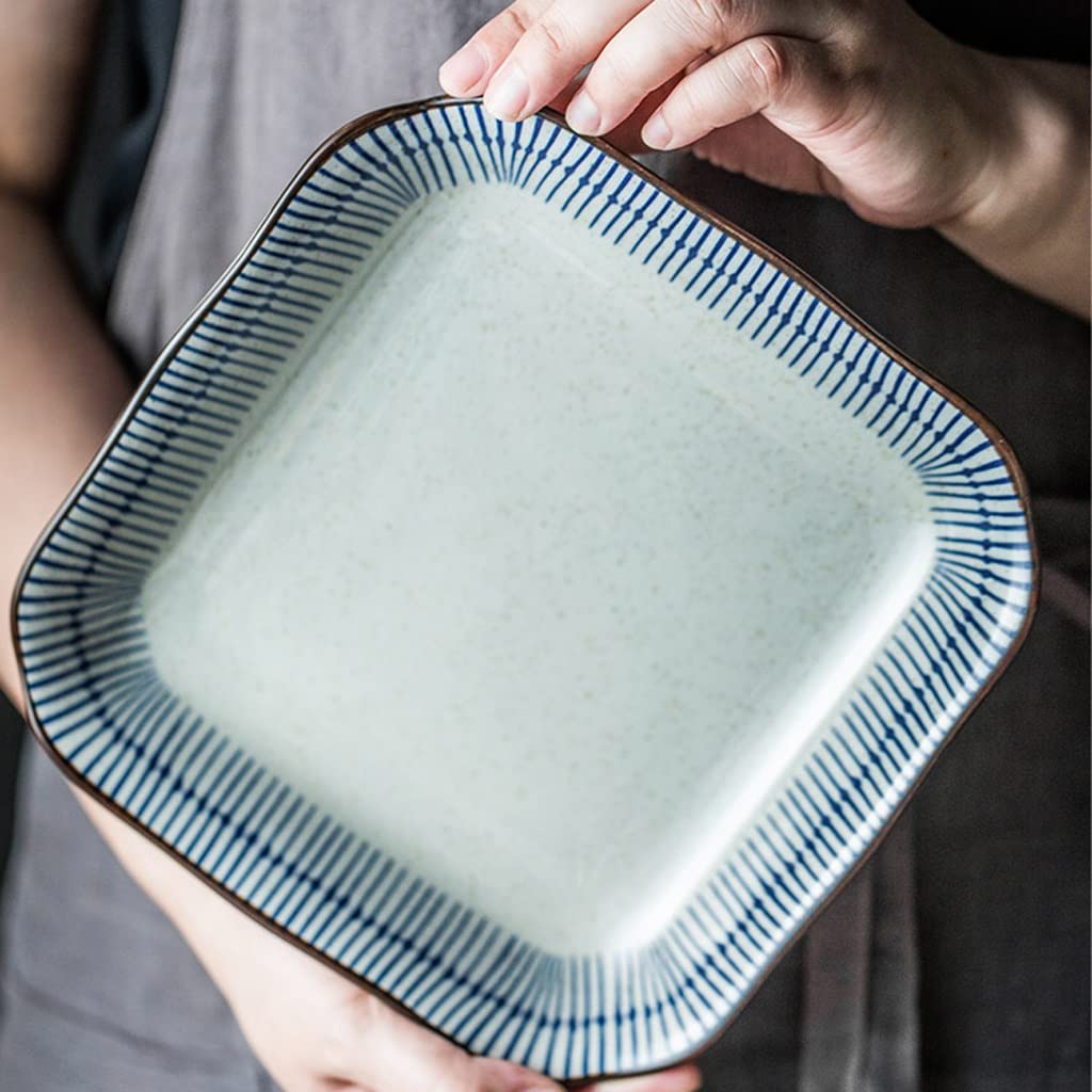 Plato Cuadrado De Cerámica, Plato para Verduras, Plato Cuadrado para El Hogar, Plato Hondo, Plato para Sopa, 2 Piezas