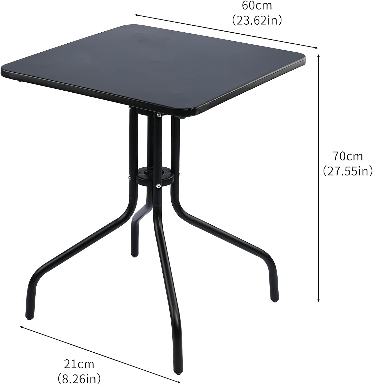 Elegant Round Patio Table Outdoor Dining Table-Transform Your Garden Into A Dining Oasis Perfect for Backyard Gatherings Family BBQ Balcony Deck Poolside Patio Dining Table(Metal Square 60cm)