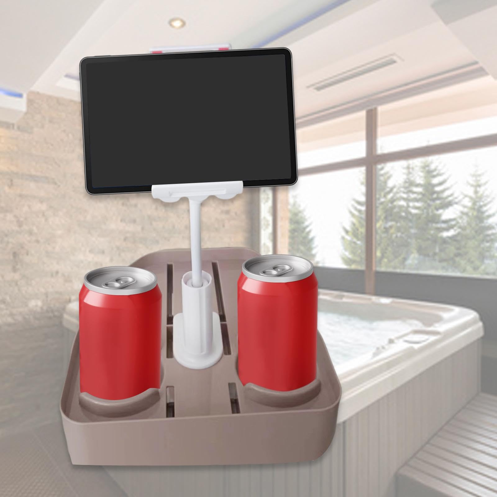 Bothyi Tub Table Tray with Phone Stand Bathtub Organizer SPA Drink Tray Tub Side Table Beverage Holders for Above Ground Bathtub