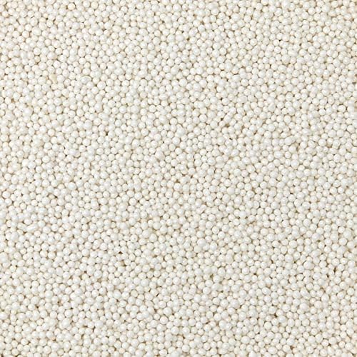 White Glimmer Sprinkles - 35g of Shiny White Pearl Cake Sprinkles Toppers Decorations, 100s 1000s Mini Balls Nonpareils
