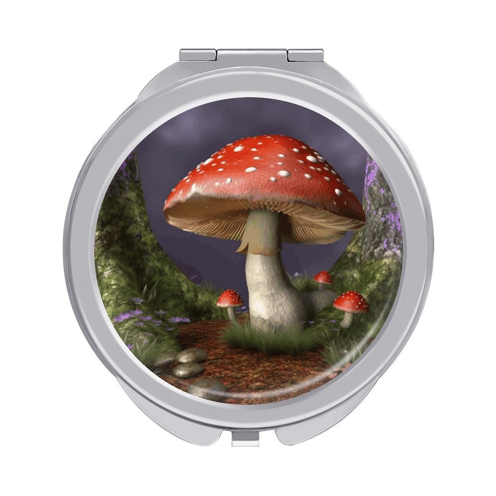 VstaDank Mushroom Travel Makeup Mirrors Exquisite Double-Sided 2X/1X Magnifying Folding Pocket Mirror Portable Round Handheld Mirror Mini Compact Mirrors for Outdoor Home