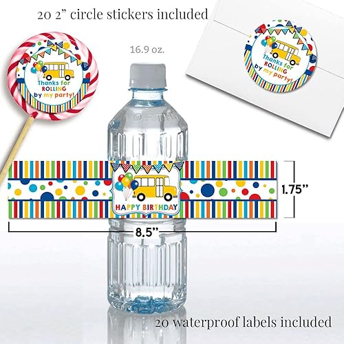 Miniatura 5 de El paquete de fiesta de cumpleaños de Wheels on the Bus incluye 20 invitaciones y tarjetas de agradecimiento con sobres + 2 tamaños diferentes de