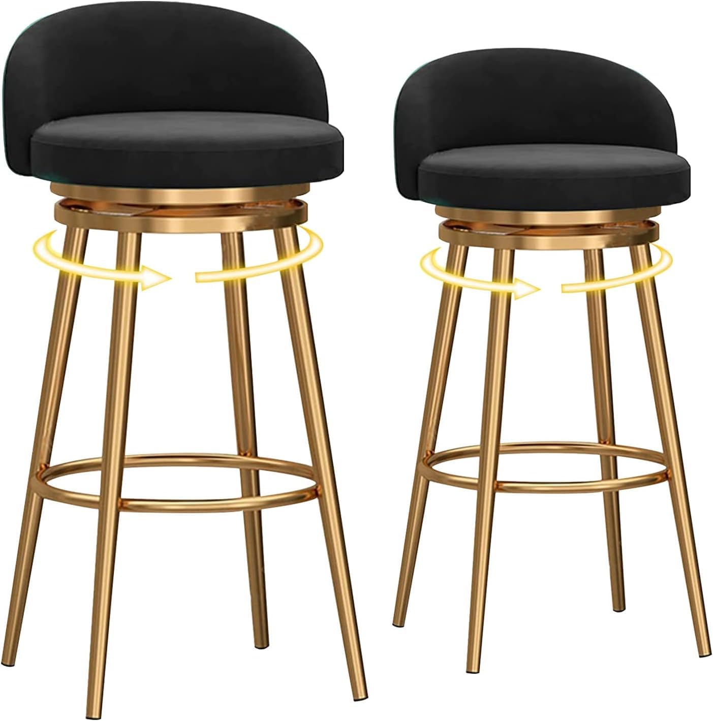 Tabourets de bar ensemble de 2 chaises pivotantes noires 65cm