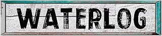 WATERLOG 4"x18" Rectangle White Washed Weathered Painted Wood Look Novelty décor Composite Aluminum Beach Cottage Sign.