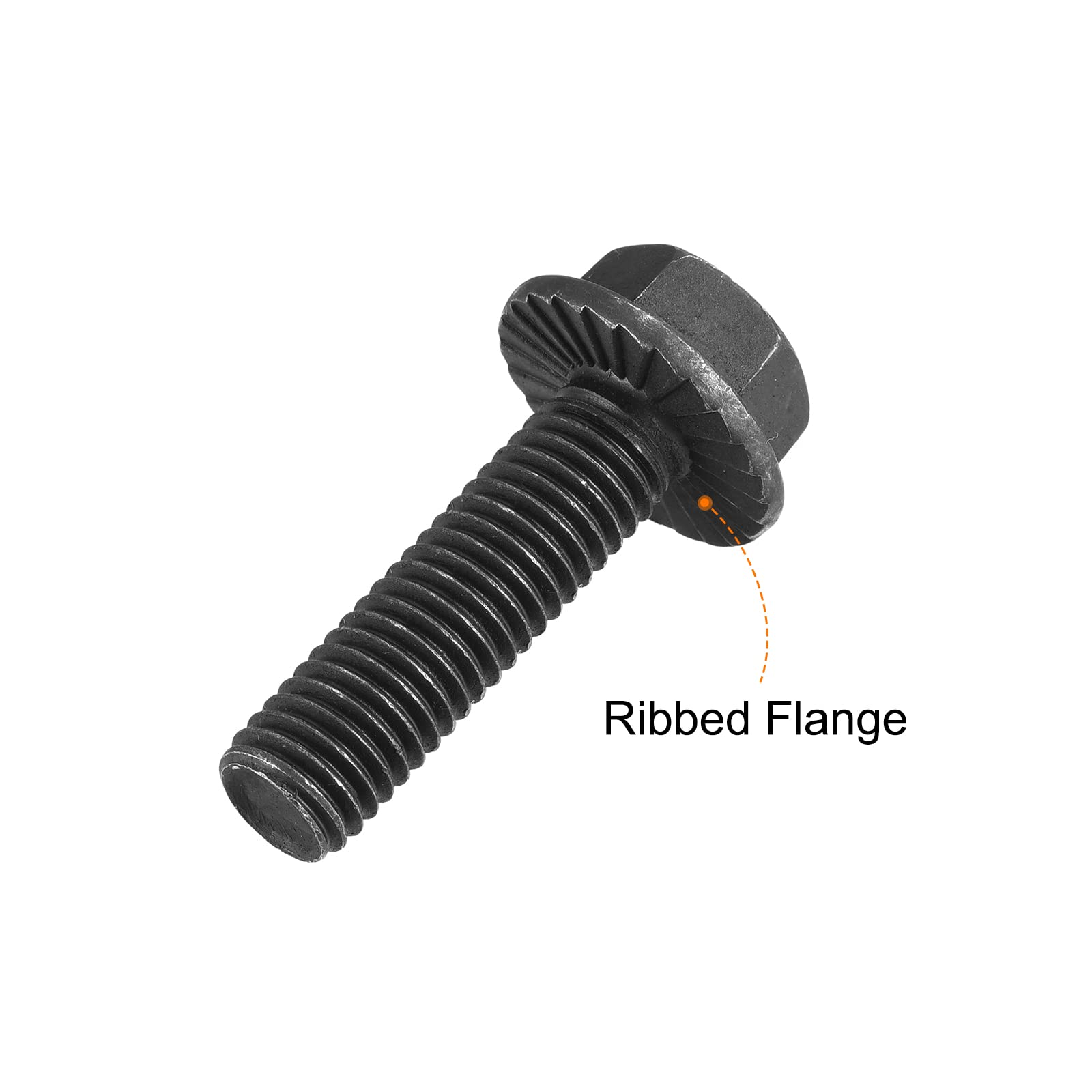 sourcing map M10x35mm Hexagonal Dentados Brida Pernos 10.9 Grado Carbono Acero Tornillos 5uds