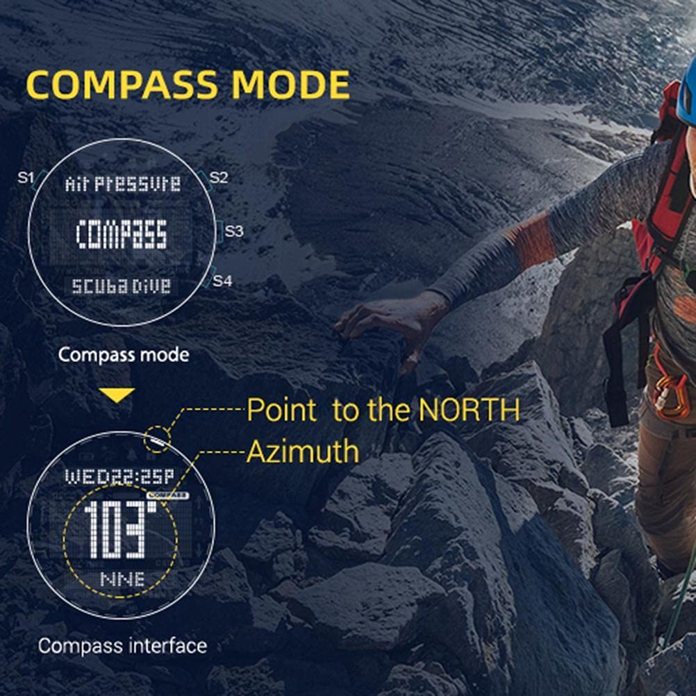 Relojes digitales deportivos para hombre, reloj deportivo impermeable al aire libre con altímetro, barómetro, brújula y termómetro, reloj de buceo militar de 100 m, rastreador de fitness