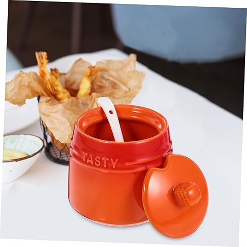 Miniatura 6 de Contenedor de porcelana para condimentos con tapa, cuchara, tazones de cerámica para condimentos, tarros de sal, té para encimera de cocina,