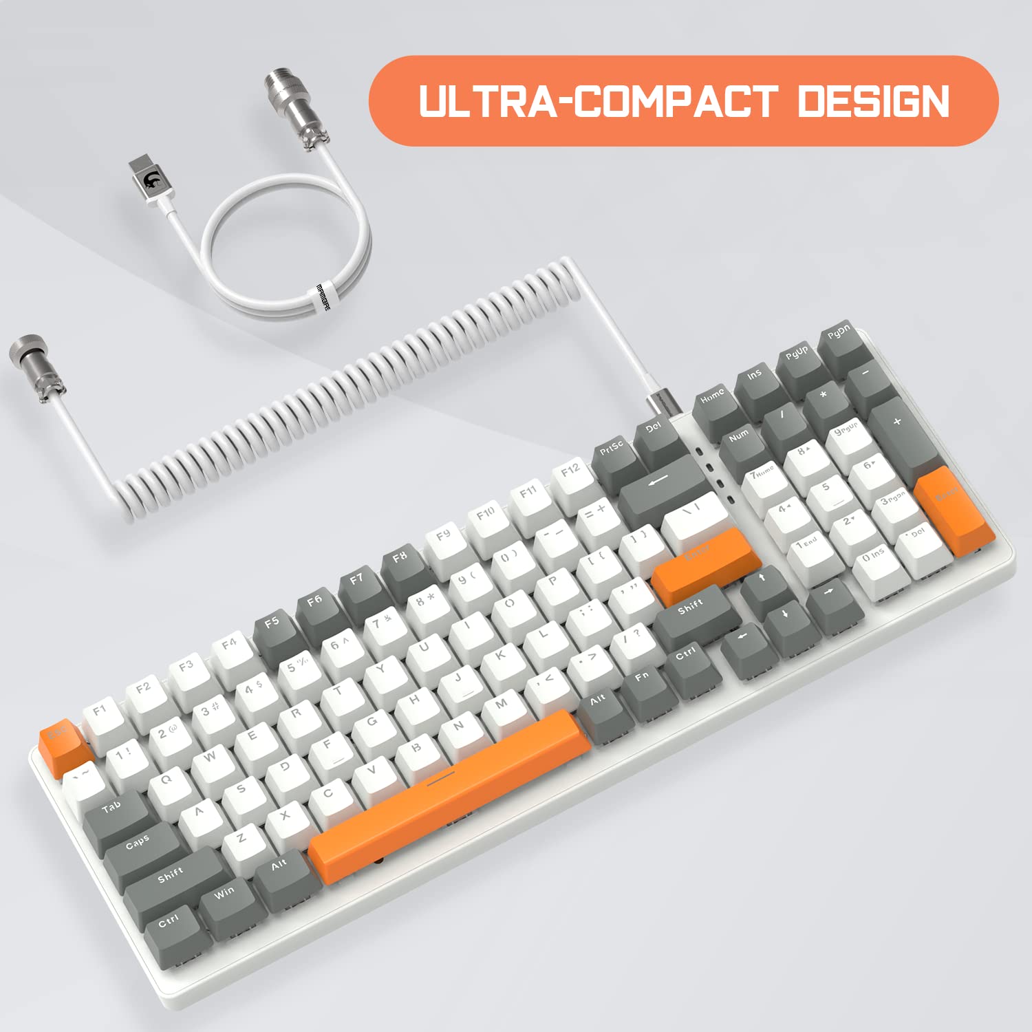 Mechanische K3 Pro-Tastatur kabelgebunden ultrakompakt 98 Tasten RGB-beleuchteter LED- linearer roter Schalter USB-Spiralkabel Typ-C auf USB-A TPU-Federkabel Abnehmbarer Luftfahrtstecker aus Metall