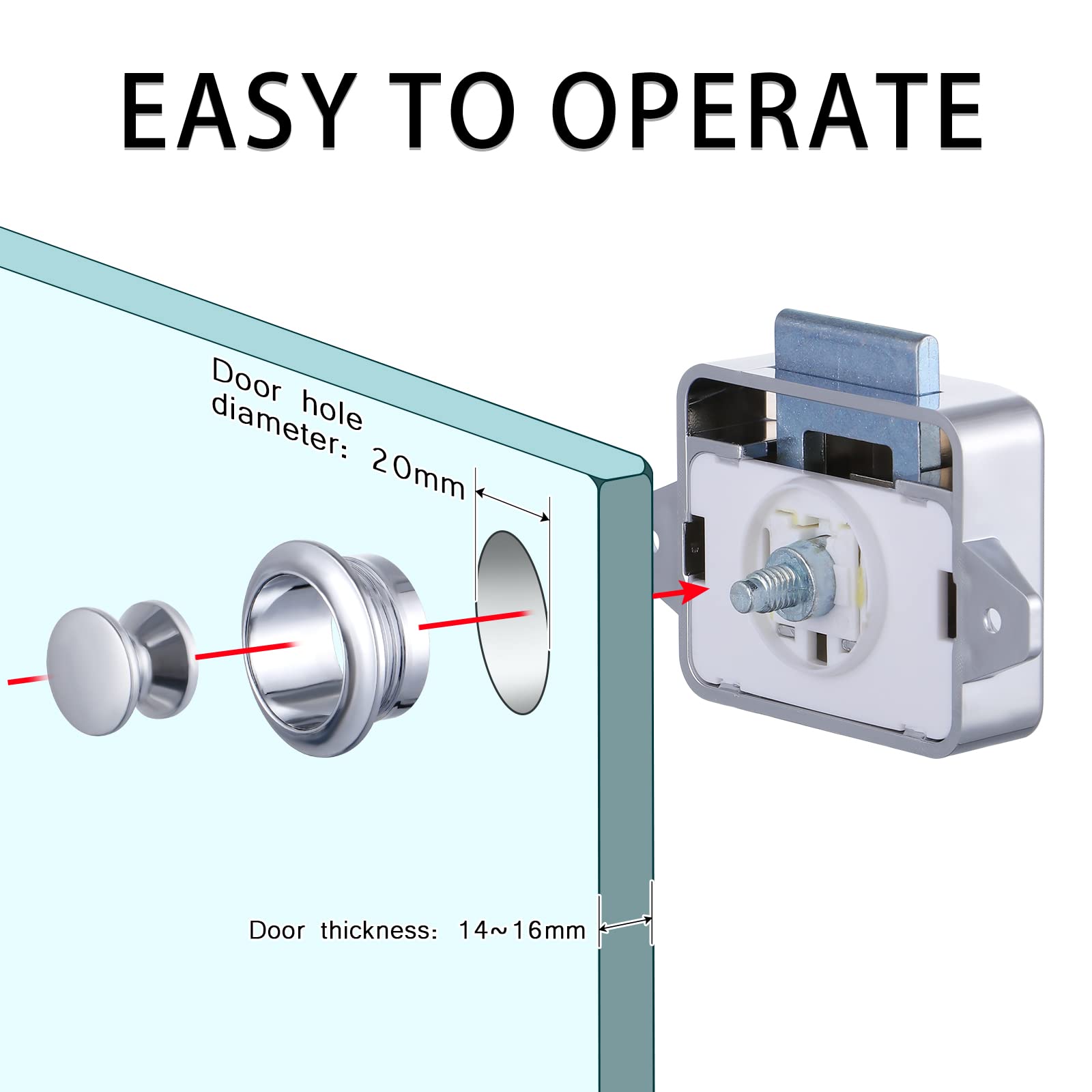 HSEAMALL 5PCS Push Button Latch Locks, Cabinet Drawer Catch Locks Cupboard Keyless Door Lock Knob for Caravan Motorhome Camper Van Boat,Chrome - Image 3