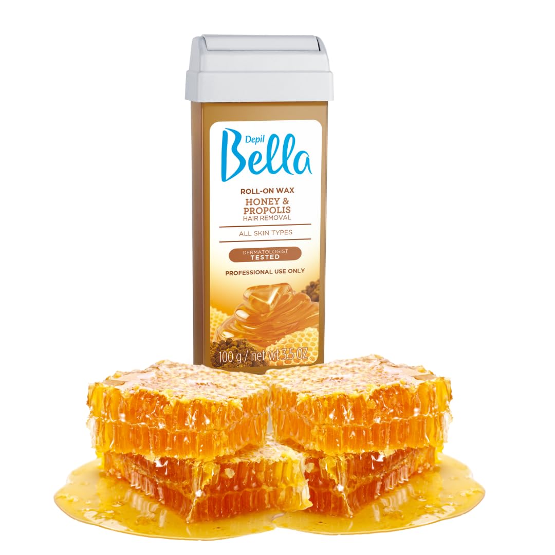 Depil Bella Brazilian Roll On Wax Honey and Propolis Depilatory | Body Waxing, Hair Removal Wax-Cartridge | For Men and Women | Home Self Waxing |
