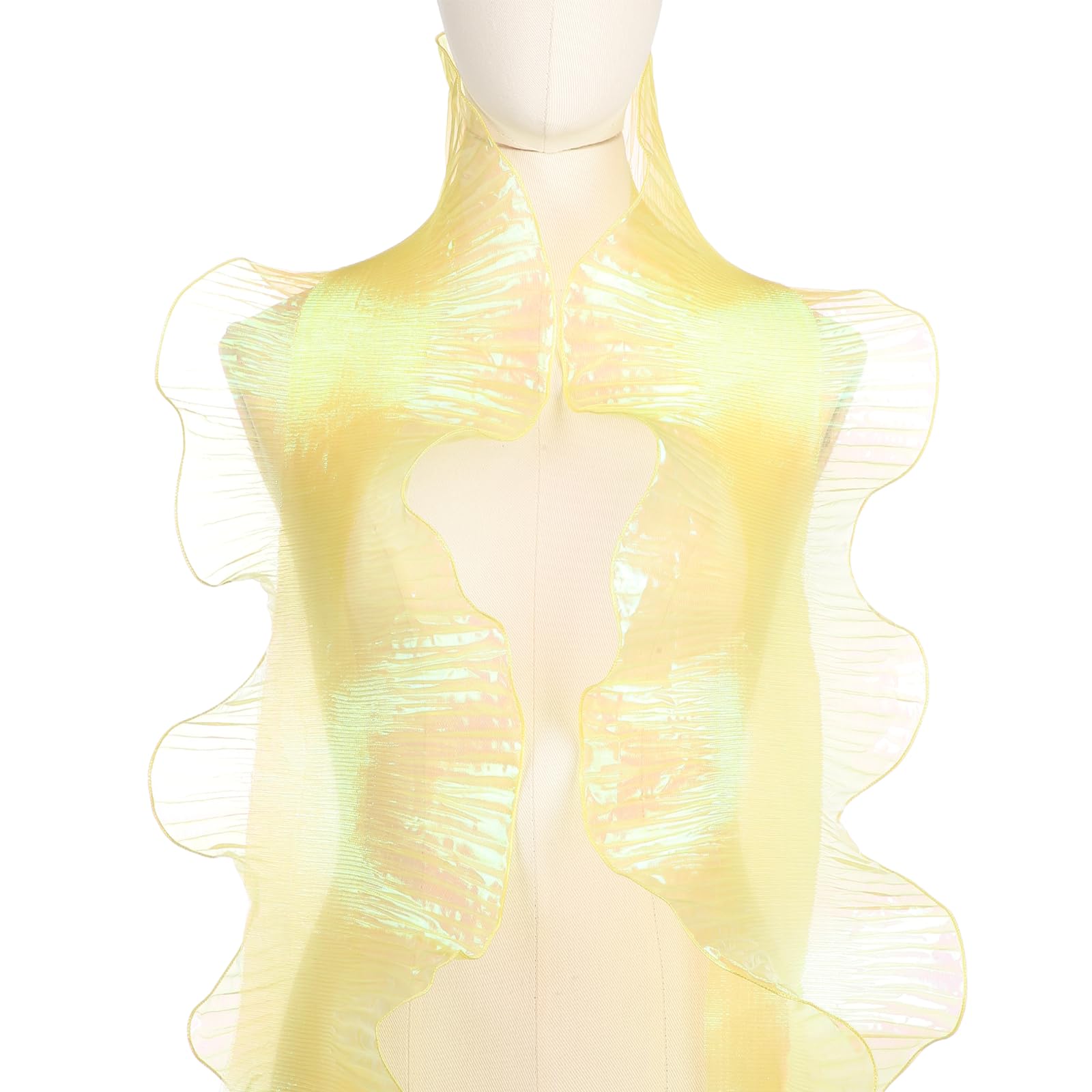 PATIKIL Ruffle Pleated Chiffon Trim, 7Yards x 6 Inch Retro Organza Fabric Tulle Decorative Ruffle Single - Lock Lace Trim Border for DIY Sewing Dress Bag Costume, Lemon Yellow