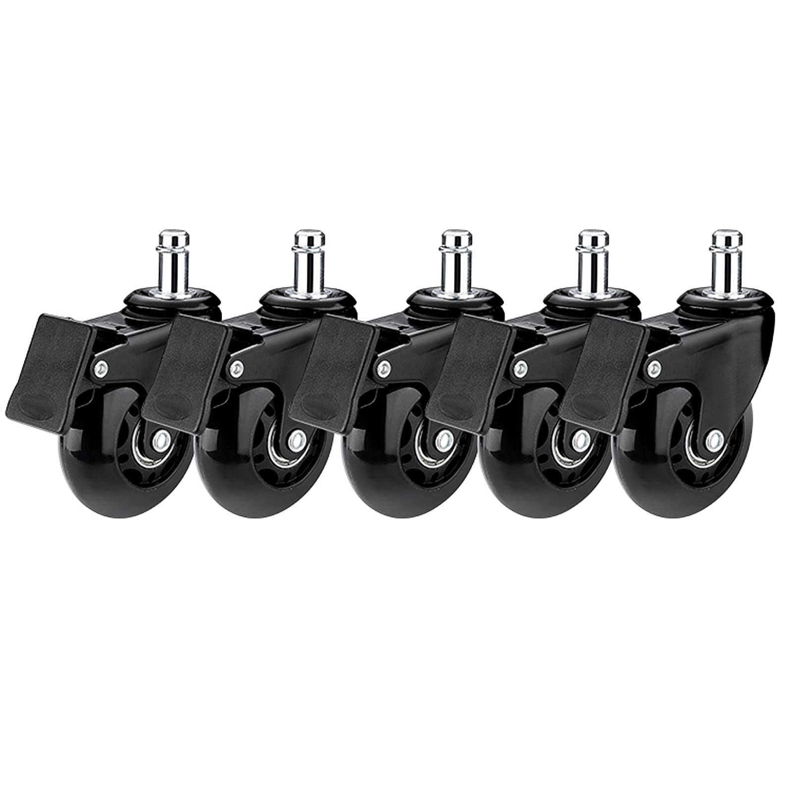 Zguouzantye Braked 5Pcs Replacement Rubber Casters For Office Chairs