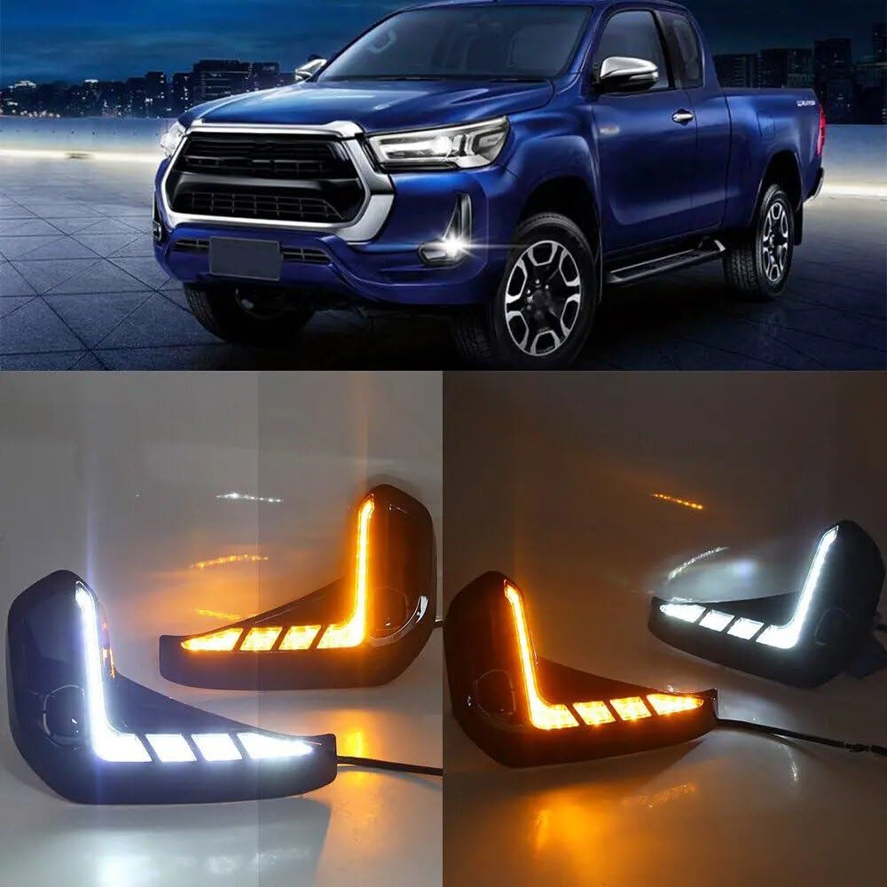 Luces Antiniebla Luz Niebla Para Toyota Para Hilux Para Revo 2020-2023: Luces Diurnas LED (DRL), Cubierta Negra Para Faros Antiniebla Con Intermitente Amarillo