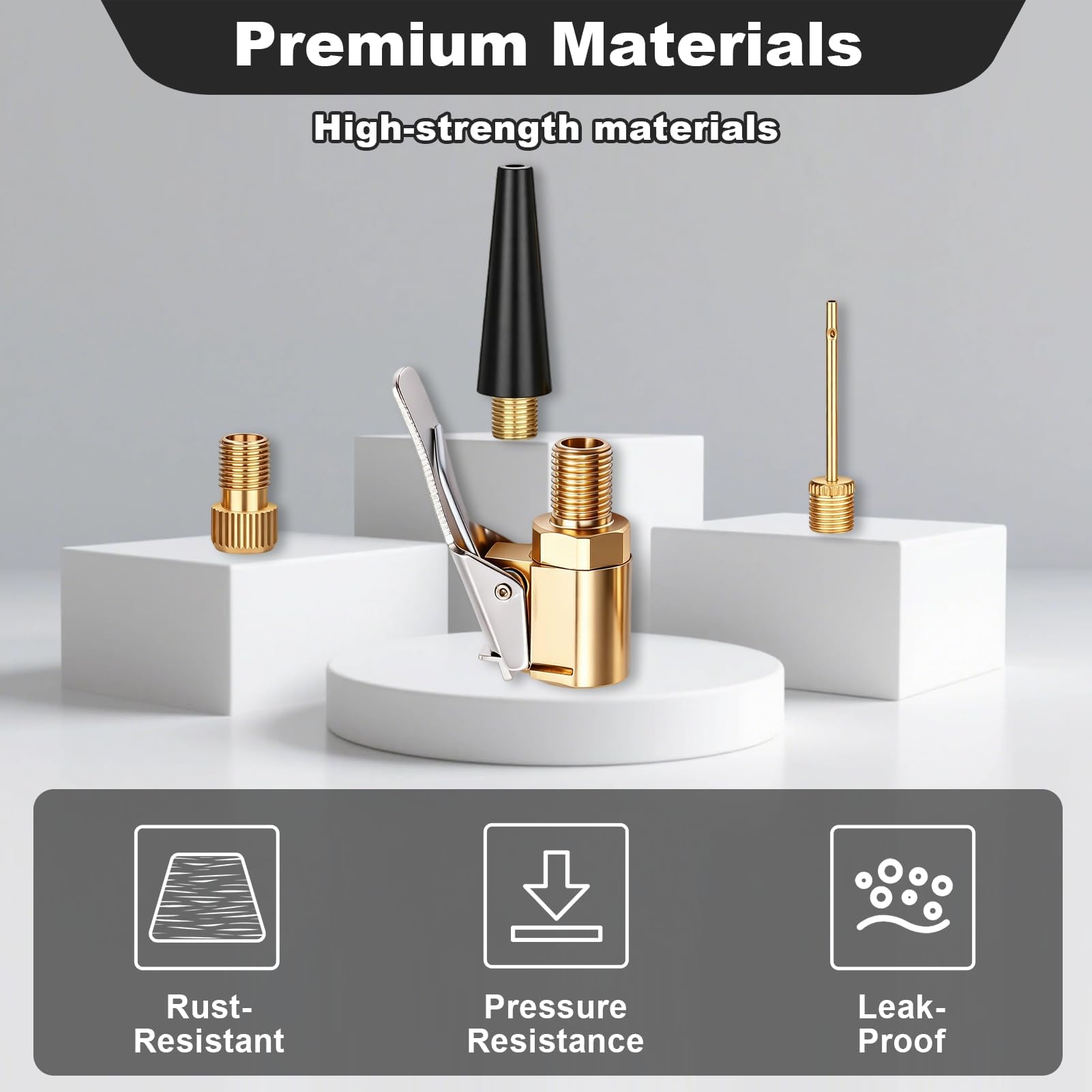 5 pièces Kit Adaptateur de Valve Multifonction, Compatible avec Bosch Easy Pump, Valve Adapter Set avec Adaptateur Pompe Vélo Valve Française, Kit Remplacement Valve Vélo pour Pneus Voiture et Ballons