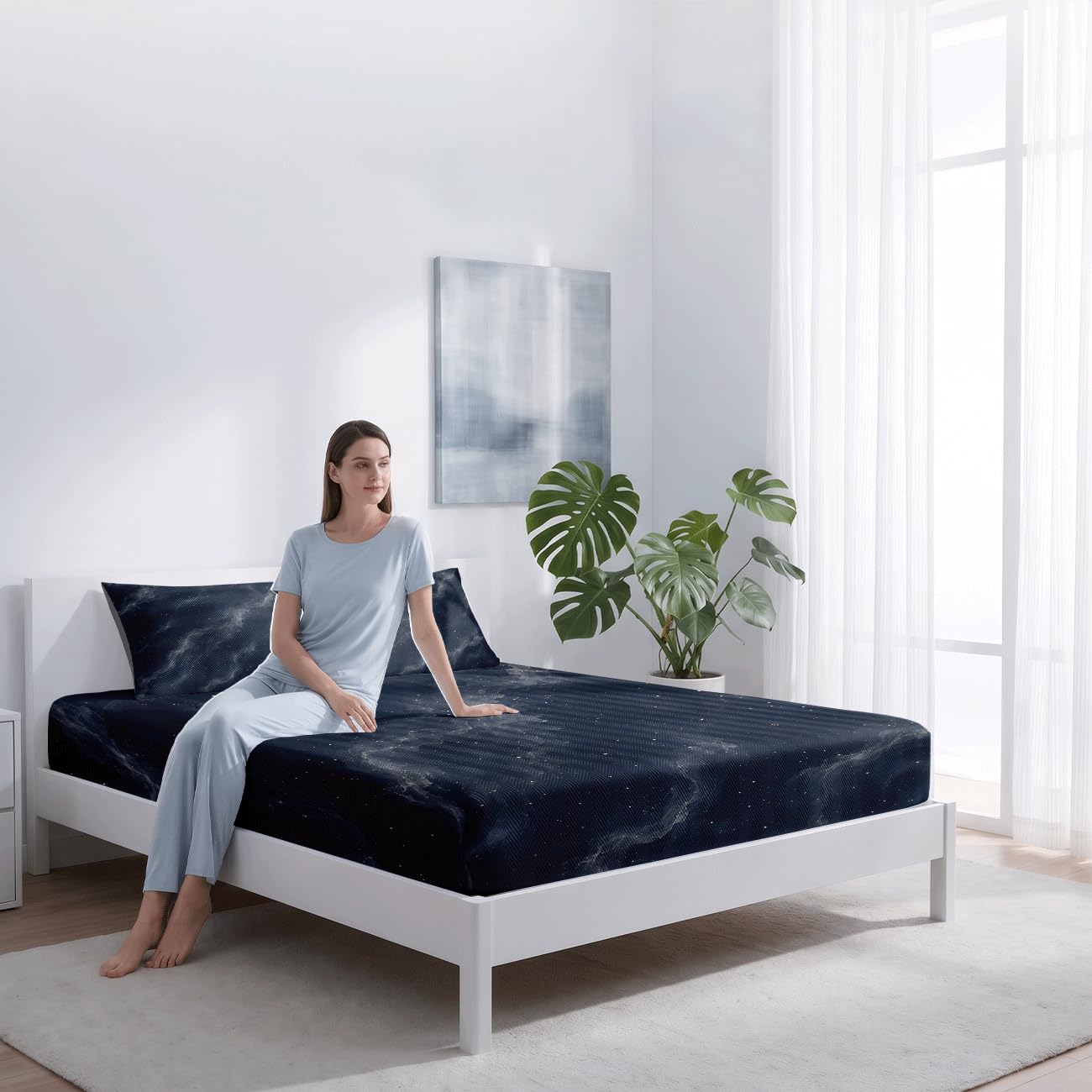 Lenzuolo Con Angoli Rinfrescante (Nebulosa Blu 2,200x220cm)