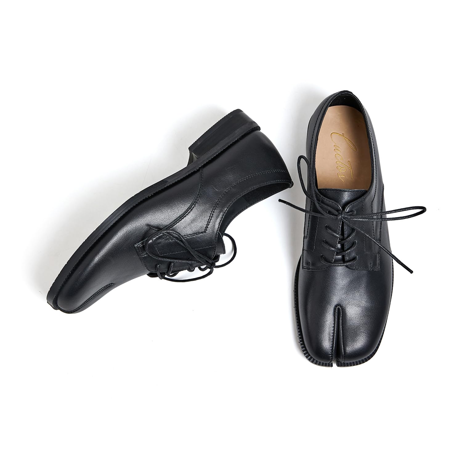 Women Neutral Oxford Shoes Lace-up Handmade Derby Faux Leather Flats Solid Ladies Shoes with Tabi Split Toe-image-37