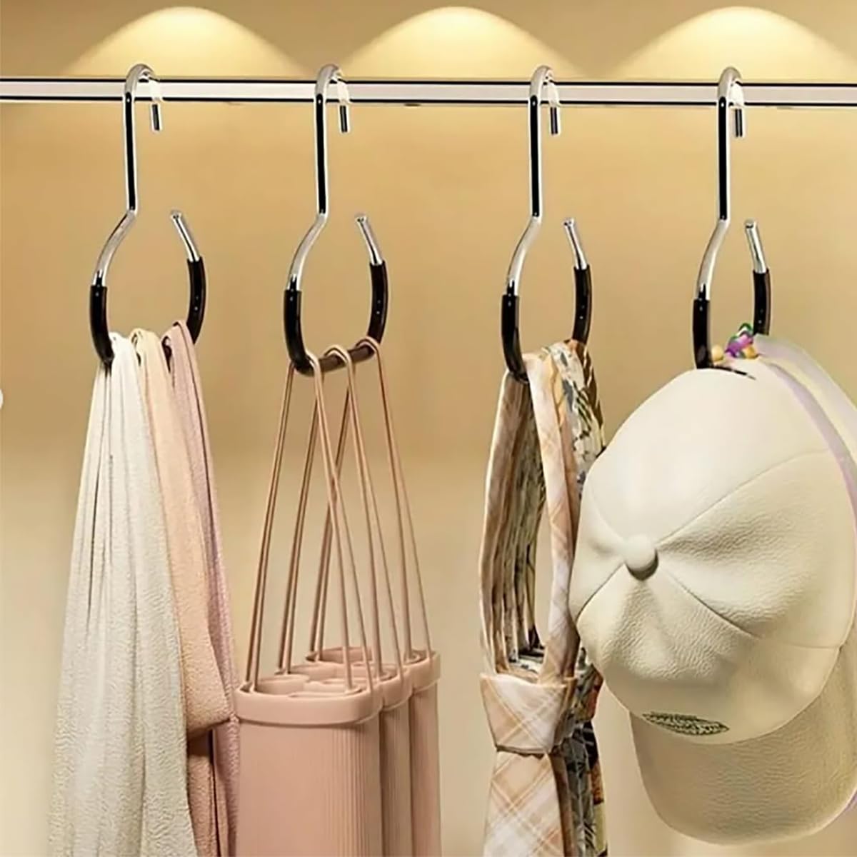 Sichumaria Multipurpose Iron Hanger 3pcs, Silver Black S Shape Wardrobe Hanger for Clothes, Scarves, Belts and Accessories-image-4