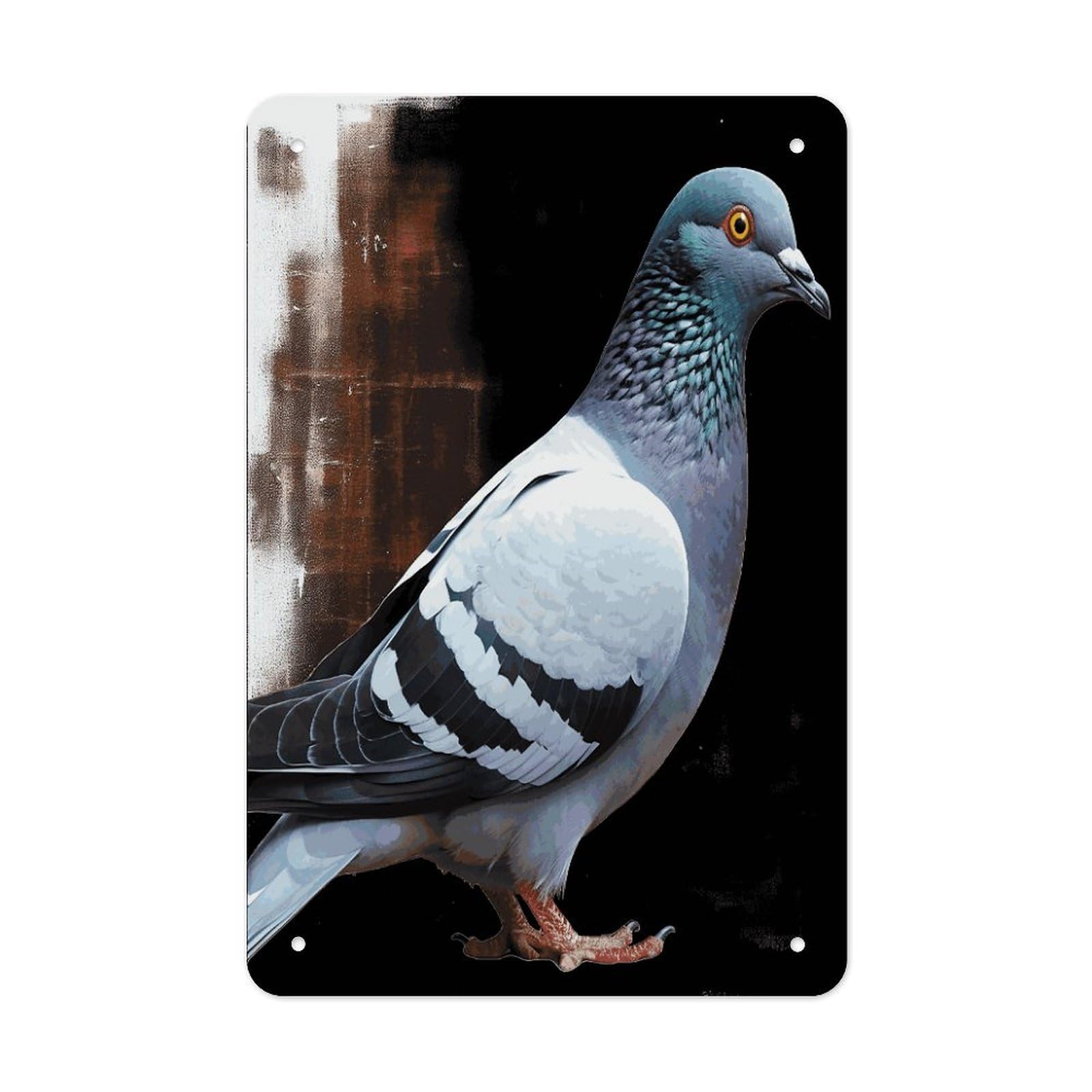 Pigeon Metal Tin Sign Wall Decor Funny Retro Sign Weatherproof Metal Wall Art for Indoor Or Outdoor Retro Tin Signs for Kitchen Office Home Bar Decor 11.8 X 7.9 Inch