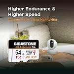 【5 Yrs Récupération de données gratuite GIGASTONE 64GB Micro SD Carte, TLC Haute endurance Pro, Vitesse jusqu'à 95MB/s, Compatible avec REDTIGER Rove VIOFO VANTRUE PRUVEEO ARIFAYZ, MicroSDXC UHS-I A1 V30 U3