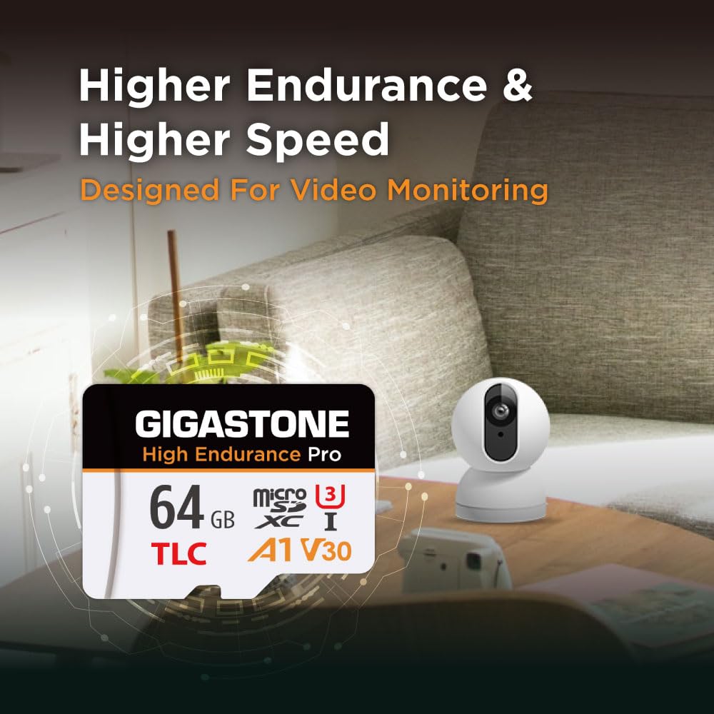 【5 Ans de récupération de données Gratuite】【Dash Cam】 Carte Micro SD GIGASTONE 64 Go, TLC High Endurance Pro, Vitesse jusqu'à 95 Mo/s, Compatible avec Redtiger Rove Viofo Vantrue, Pruveo, Arifayz