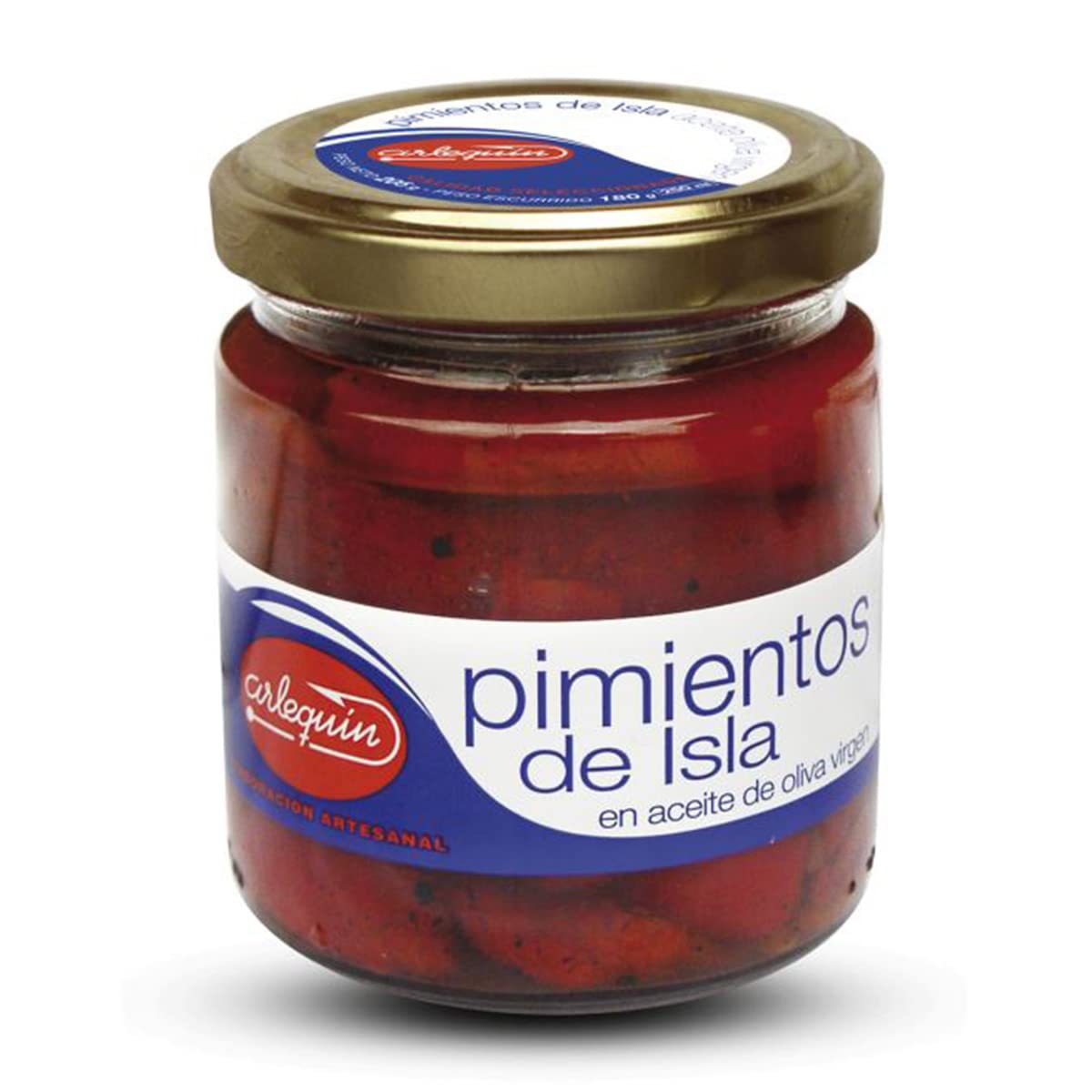 ARLEQUIN Pimientos de Isla, Asados al Horno de Leña, Pack de 4 Tarros de 220 grs (880 grs)
