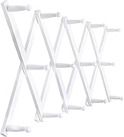 Vista 32 de SKOLOO Percha de pared de acordeón con 16 ganchos, moderno perchero expandible para pared, madera maciza, color nogal oscuro