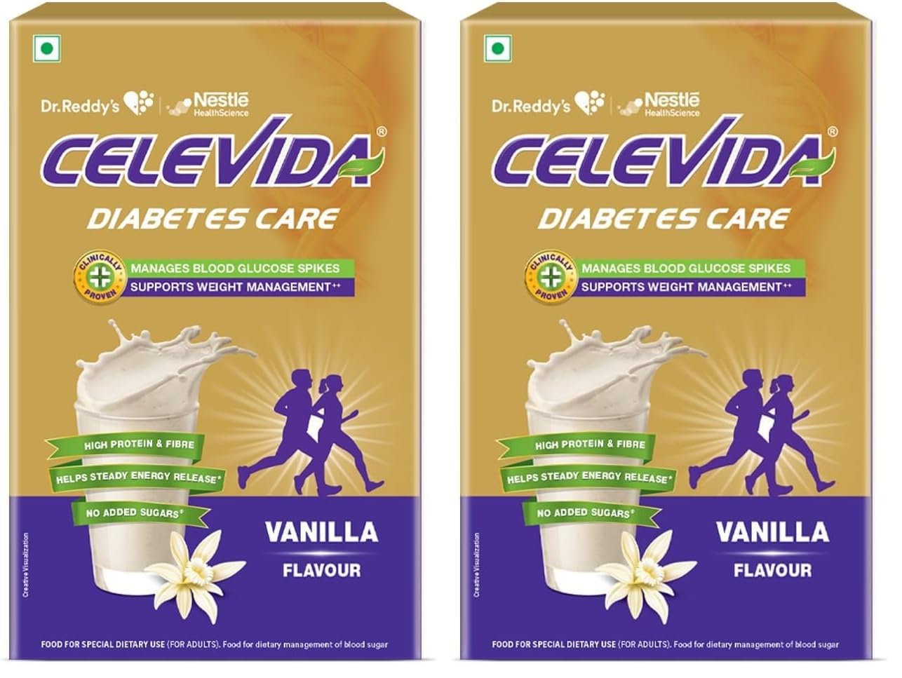 Celevida Protein Powder Drink for Diabetes Management by Dr. Reddy’s | Vanilla Flavour | No Added sugar | Plant based | For Sugar control, Weight Management & Immunity Support | 400gm BIB (Pack of 2)-image-8