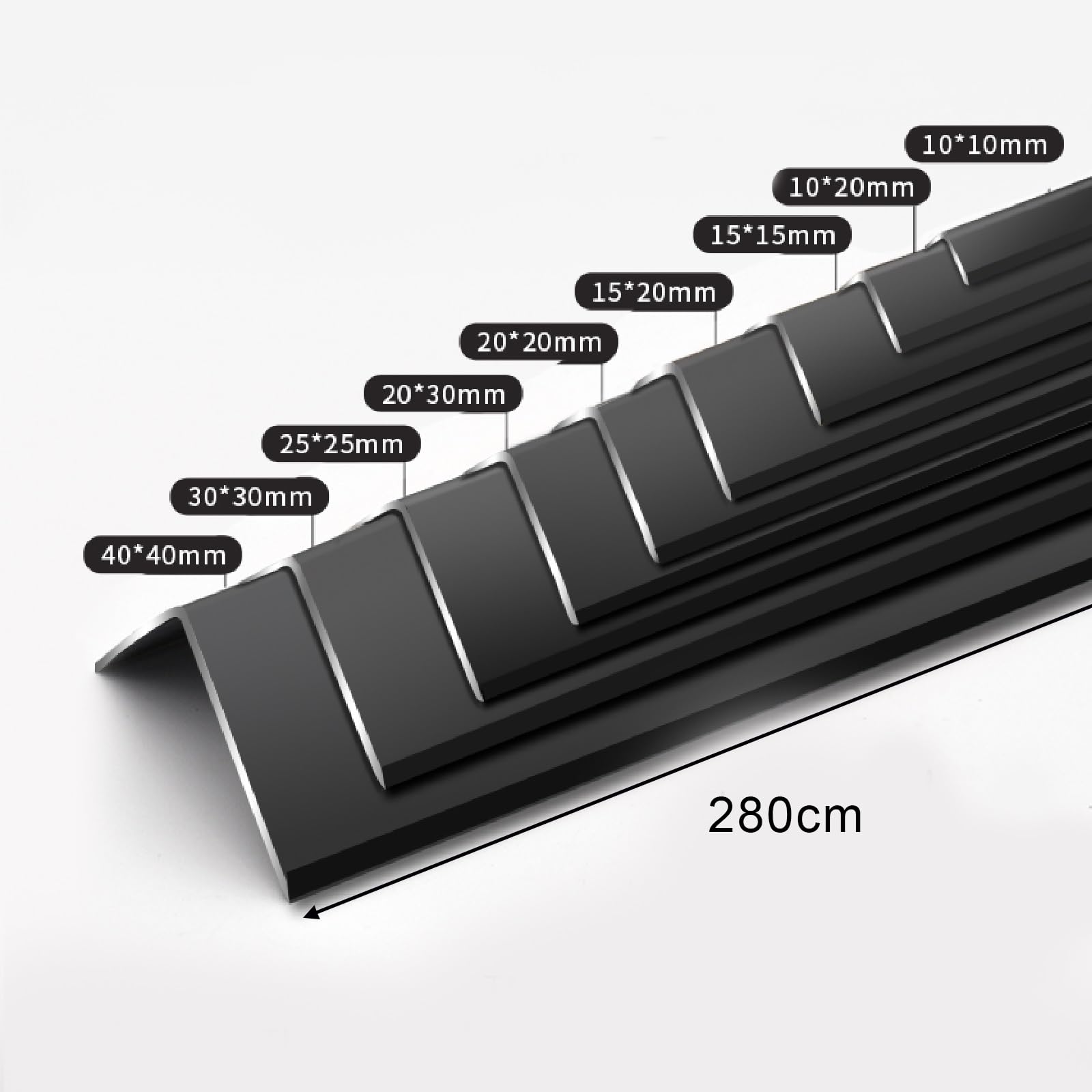 Paraspigoli Muro da Parete in Lega Alluminio Forma L Striscia Protezione | Angoli Metallo Nero Finestre E Porte Facile Da Installare Protezione Per Telaio Angolare(280*4cm)