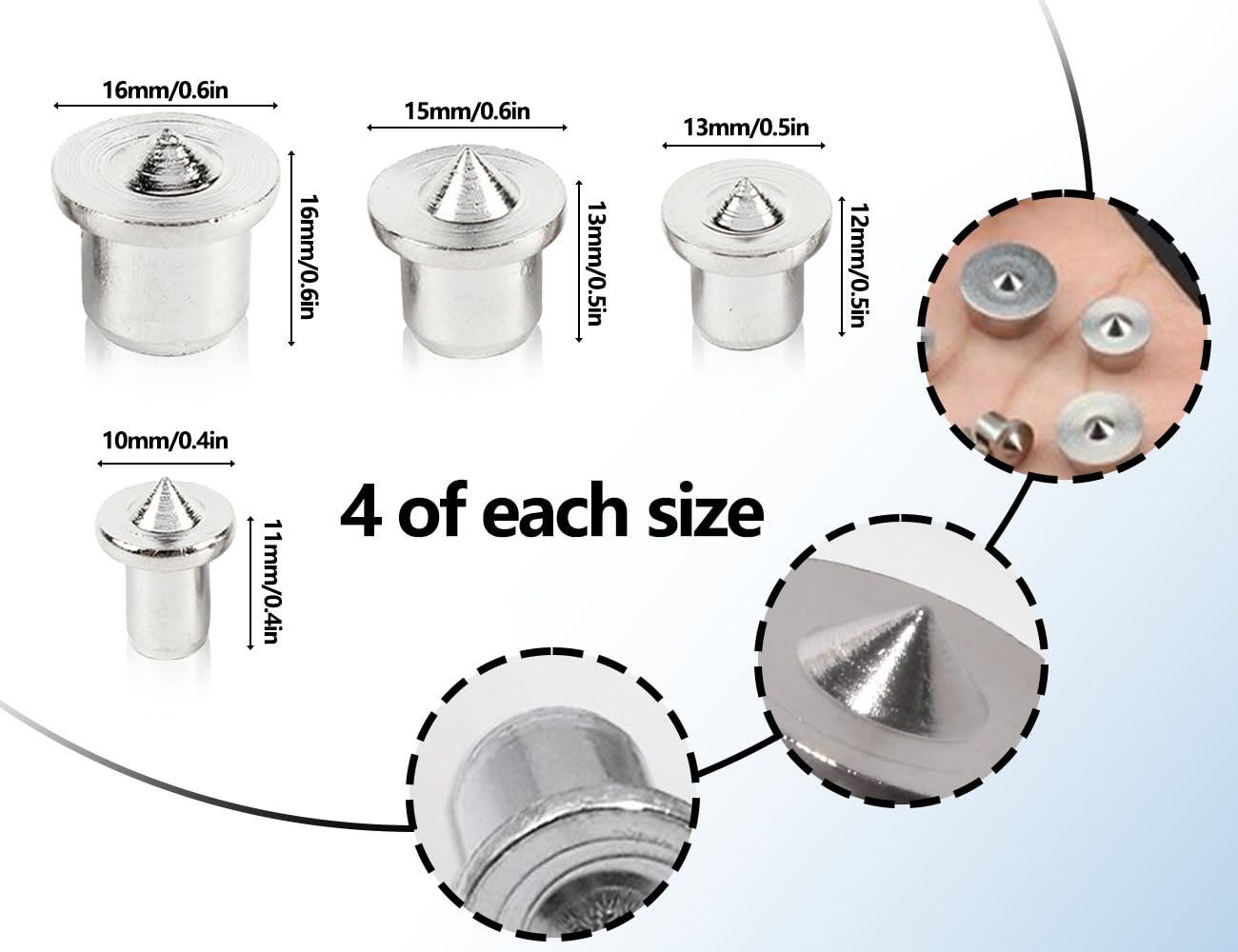 Set 16 Tasselli Con Punta Di Centraggio Per Legno - 6/8/10/12mm Per Falegnameria - Foto 11