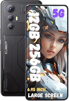 MAX 5 Smartphone 6.95-Inch FHD+IPS Android 14 Octa-core Processor, 12GB RAM 256GB ROM, 5100mAh Battery,100MP+32MP Camera Wi-Fi Dual SIM 5G Network Unlock Cell Phone Tech Black