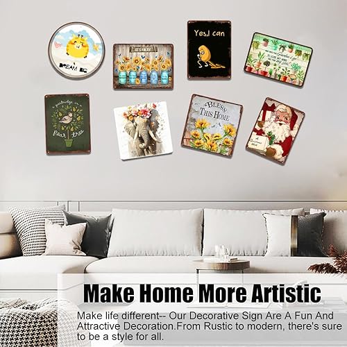 Miniatura 5 de Cartel creativo de hojalata floral de elefante, arte de pared para guardería, regalos para niñas pequeñas, fiesta de cumpleaños, diseño floral lindo