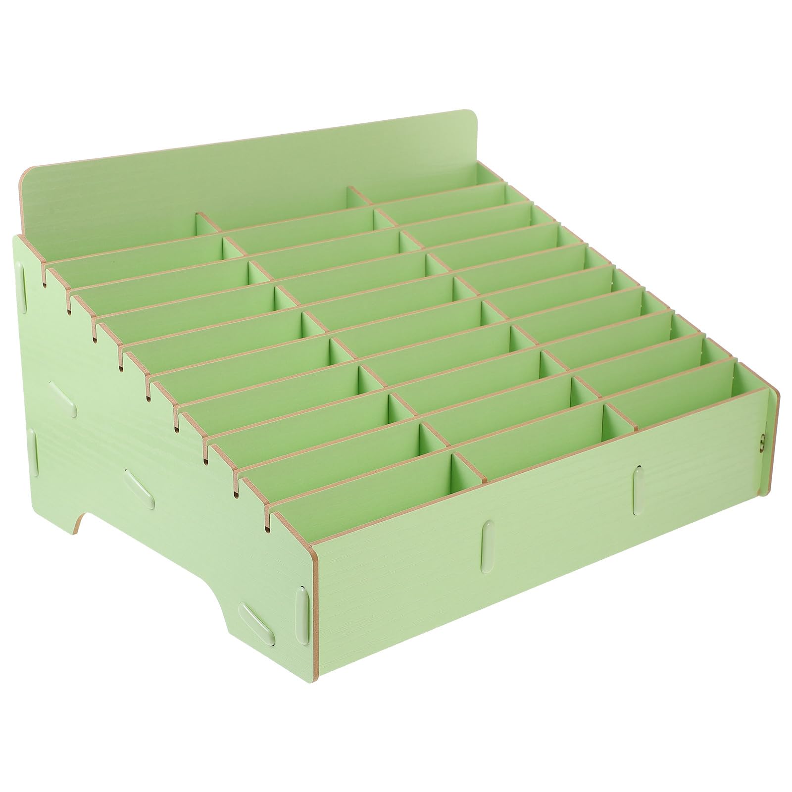 Portaoggetti in Legno Verde Scomparti Multipli per Telefoni Cellulari e Telecomandi, Organizer Multifunzionale per Scrivania da Ufficio e Sala Riunioni
