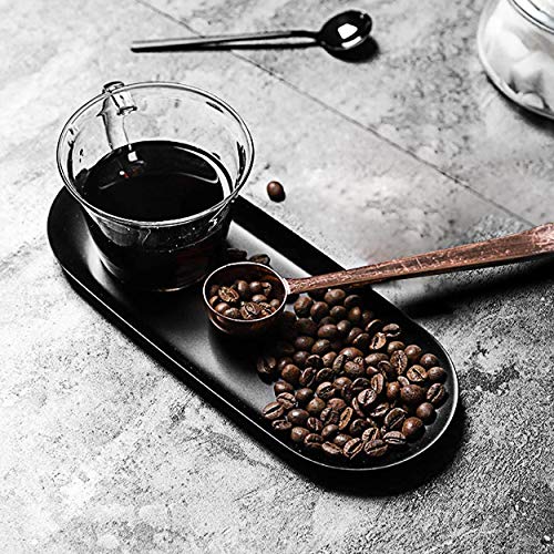 MengH-Shop Schmuckteller, Aufbewahrungstablett aus Edelstahl, oval, Organizer für Schmuck, Kosmetik, Kerzen, Obst, Tee, Schwarz