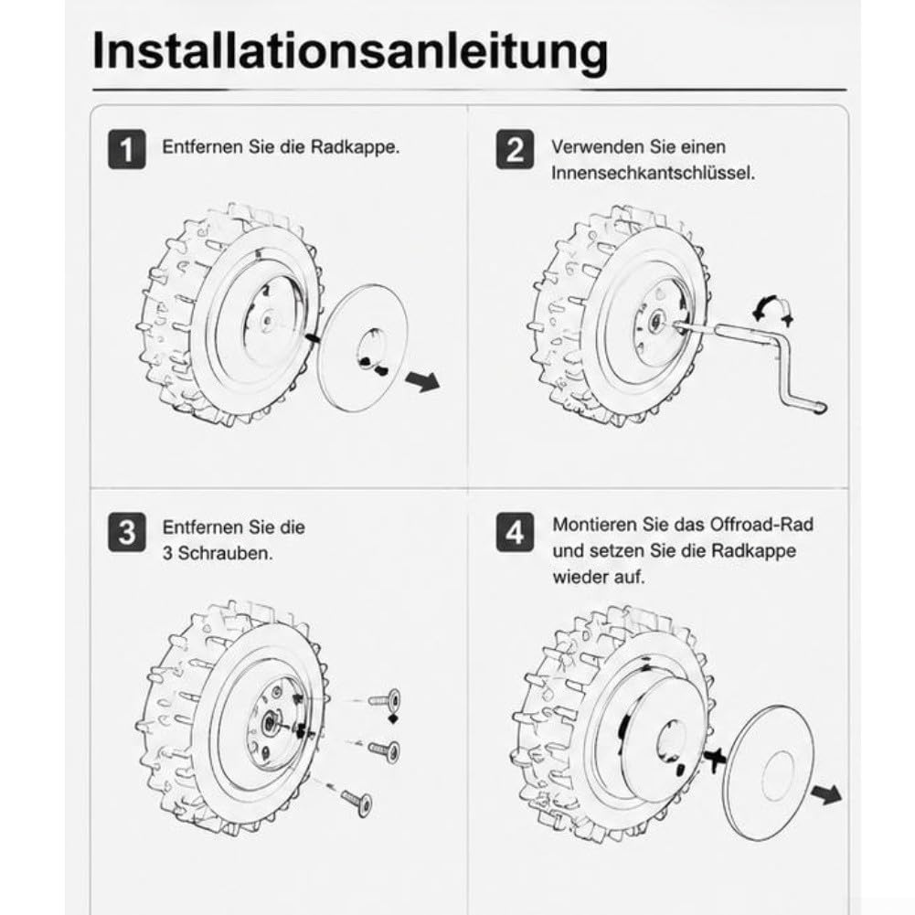 2 ruedas todoterreno para Segway Navimow i105E i108E i110N, 35% de subida, neumáticos de polietileno resistentes con perfil para robot cortacésped, tracción mejorada en terrenos irregulares