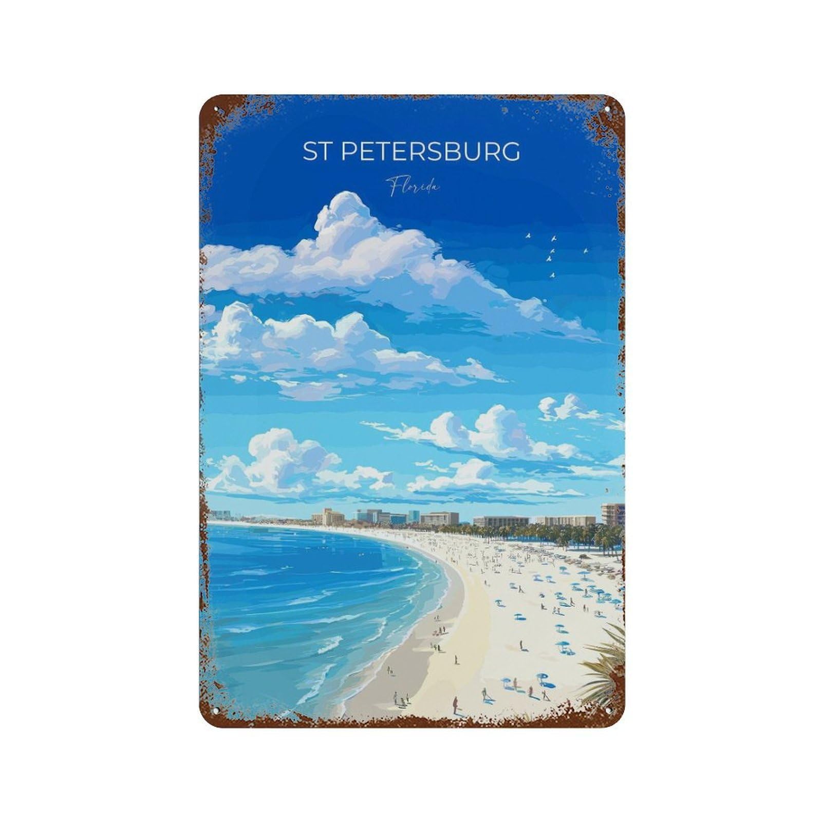 xiaoxiaoshen St Petersburg Travel of Beach Gift Florida USA (2) Wall Decor Art Metal Tin Poster Modern Home Decor Art Home Bar Shop Decorations Vintage Sign 30x20cm