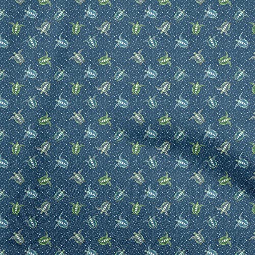 oneOone Viscose Chiffon Blue Fabric Tortoise Sewing Craft Projects Fabric Prints by Yard 42 Inch Wide