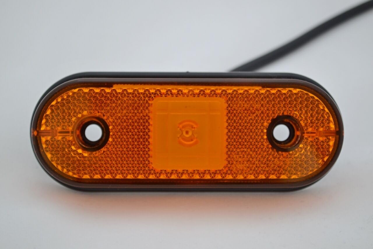 Lot de 4 feux de gabarit LED 12–24 V avec lentille réfléchissante orange et ambre - Marquage E - Pour camion, benne, caravane, camping-car, bus, van