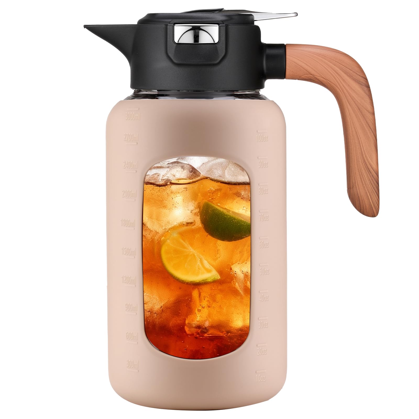 Olivego 100 oz Glass Pitcher with Lid and Handle