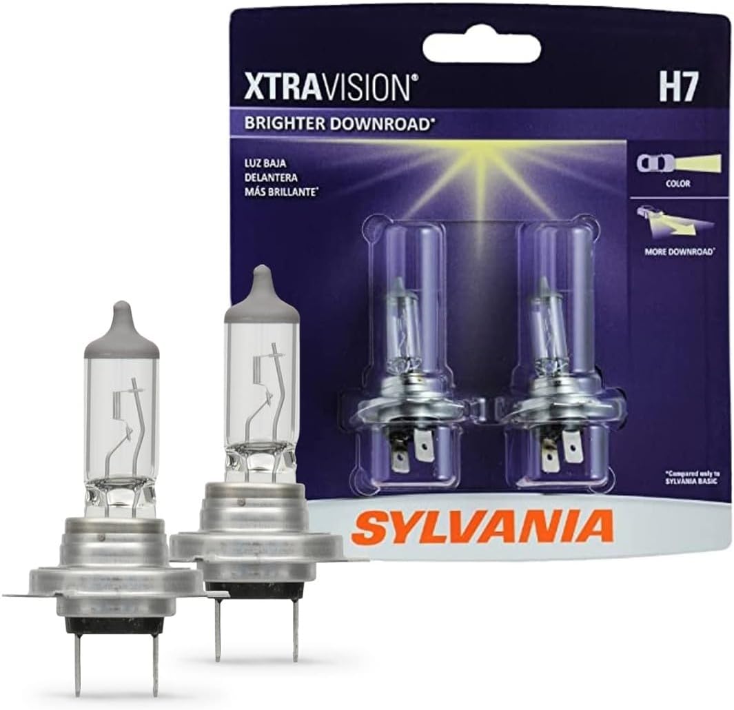 Bombilla de faro halógena SYLVANIA H7 XtraVision, luz alta o baja, 2 bombillas | Luz alta más brillante, luz baja y luz antiniebla ayuda a mejorar la visibilidad en carretera