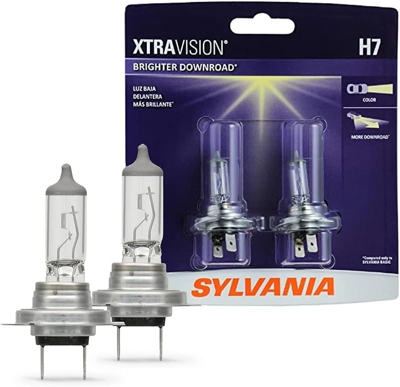 Bombilla de faro halógena SYLVANIA H7 XtraVision, luz alta o baja, 2 bombillas | Luz alta más brillante, luz baja y luz antiniebla ayuda a mejorar la visibilidad en carretera