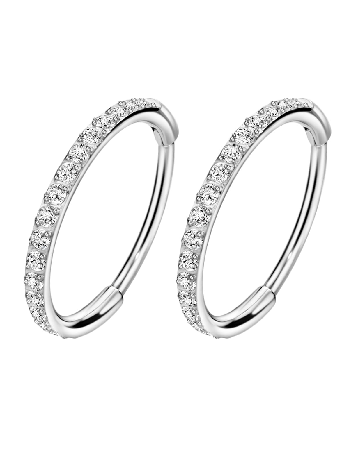 Feng Shui， 20G 18G 16G Klare CZ Nasenringe Hoop 316L Chirurgenstahl Knorpelohrringe Hoop 5-12mm Piercingschmuck Daith Helix Rook Tragus Piercingschmuck Edelstahlohrring Silber Conch Piercingschmuck