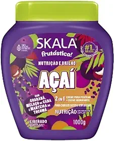 Creme de Tratamento Skala Açaí 1kg – Hidratação e Brilho, 2 em 1, Vegano, Liberado Low e No Poo