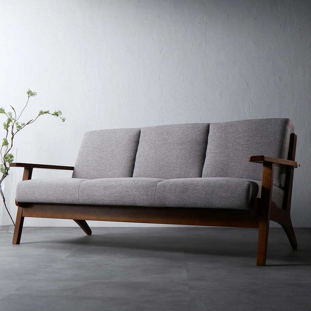 RASIK ソファー 3人掛け 3人用 グレー 肘付き 木枠 天然木 ファブリック