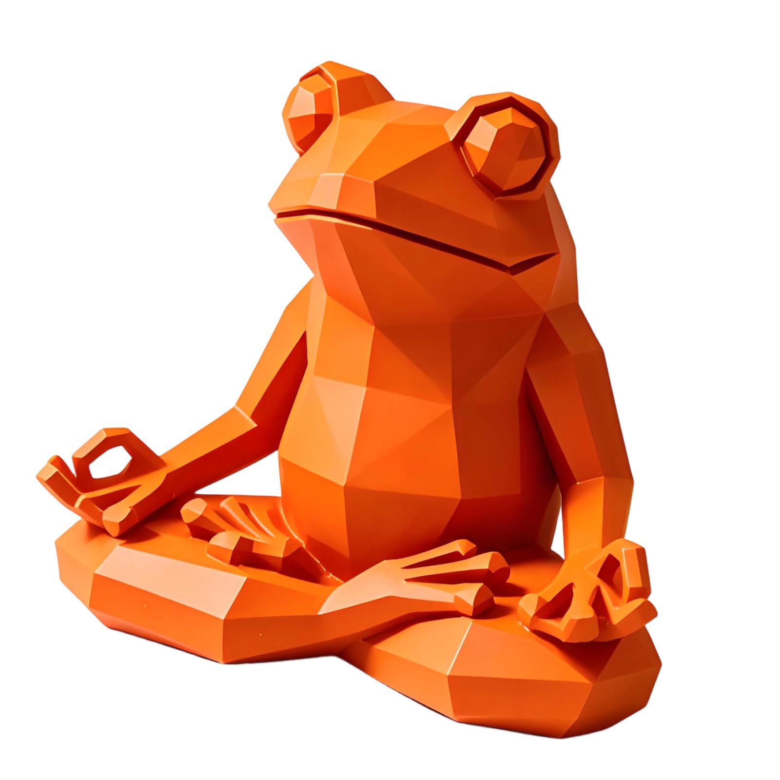 Cunzjia Orange Geometric Yoga Frogs Sculpture Low Poly Resin Art Decors Meditations Desktop Statue For Homes Space Decoration