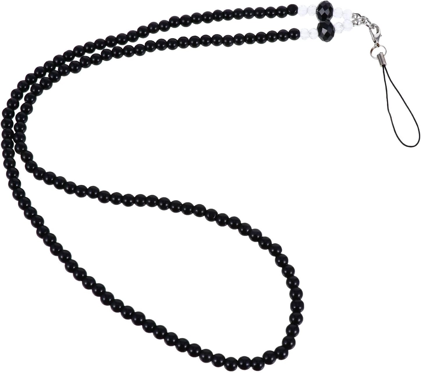 3 Pcs Black Beaded Crystal Phone Lanyards Non-slip Neck Straps Portable Decorative Cell Phone Hanging Ropes for Smartphones