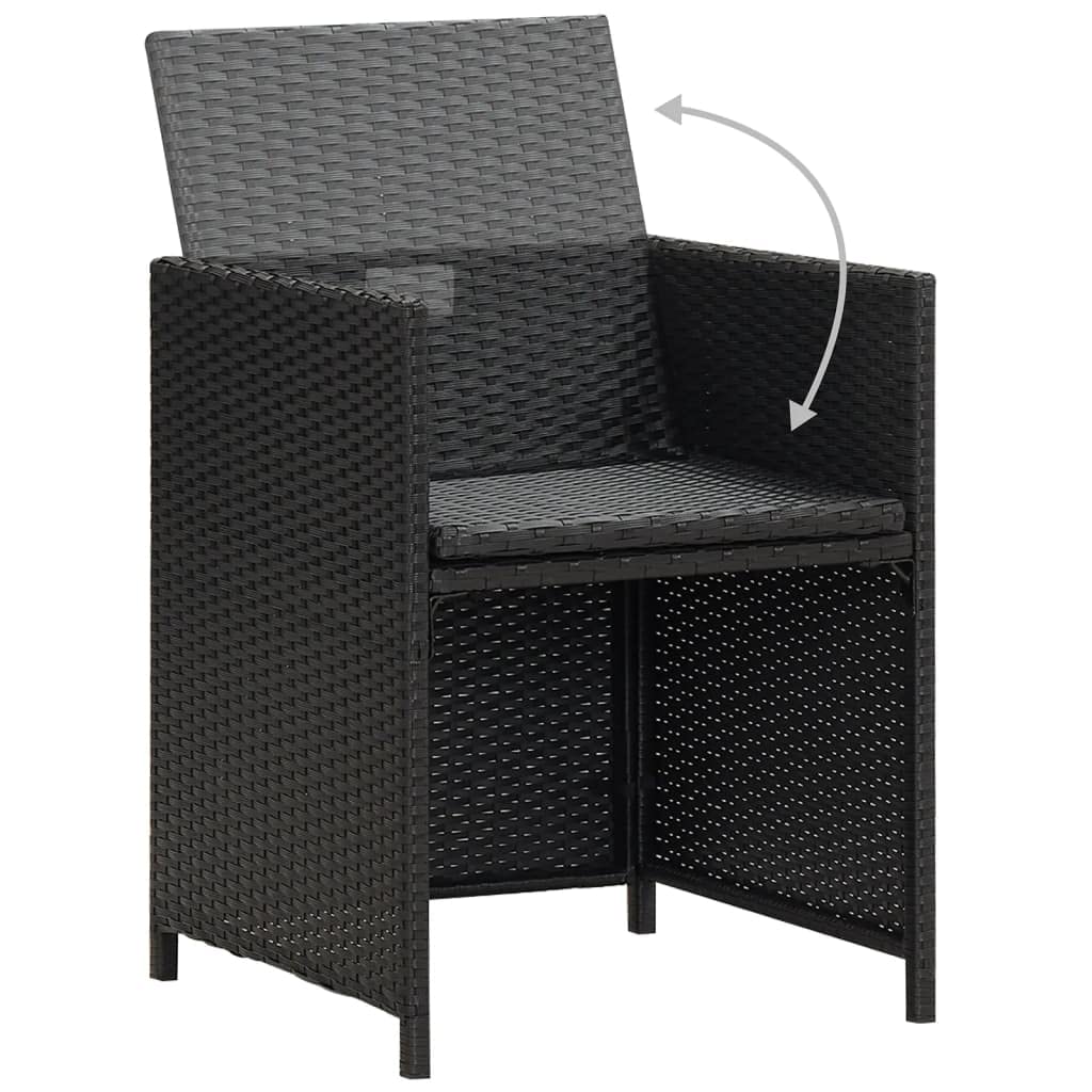 vidaXL 4X Chaises de Jardin Fauteuils de Patio Chaises de Salle à Manger d'Extérieur Sièges à Dîner de Terrasse Résine Tressée Noir